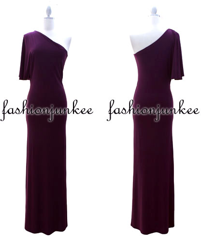 PURPLE LONG One Shoulder Dress Full Length Evening 2XL  