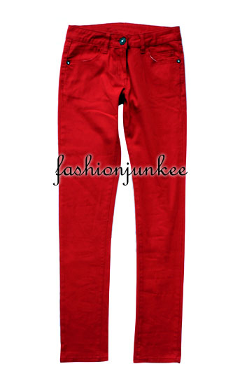 RED COPB181 PLUS SIZE Skinny Jeans Moleton Colored Denim Stretch 