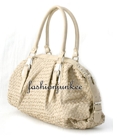 BEIGE Woven Wide Purse Bag Handbag Large Oversized NEW  